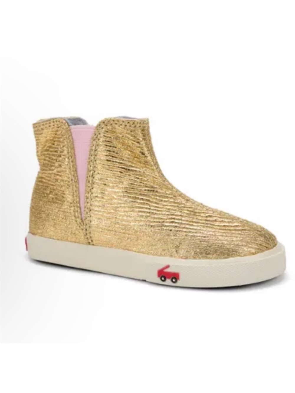 See Kai Run Kids Gold Glitter Zipper Boot with Pink Elastic
